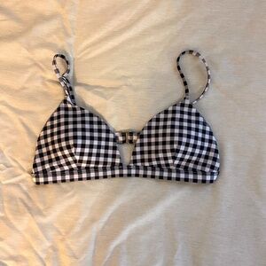 Black and white plaid triangle bikini top